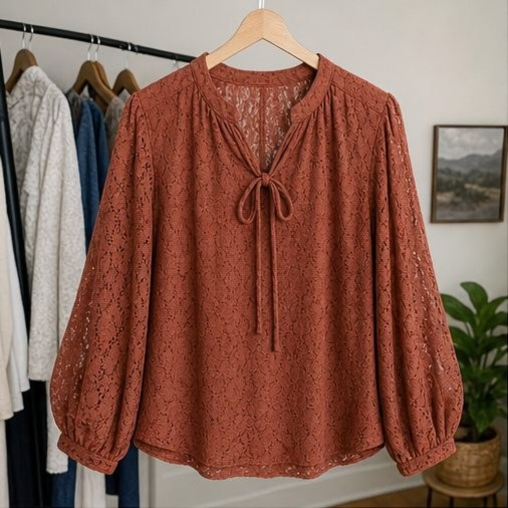Rust Pleated Blouse